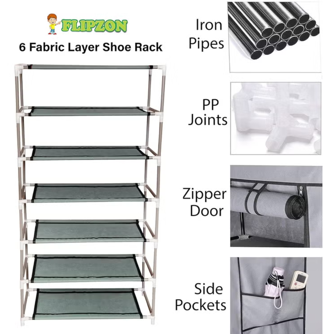 FLIPZON Premium 6-Tier Shoe Rack – Space-Saving, Durable &amp; Stylish Storage Solution Souq Al Riyad