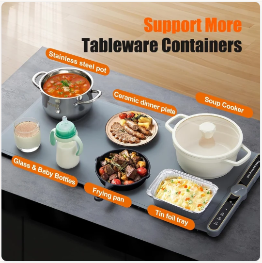 Flexible Food Warming Tray – Roll-Up Silicone Electric Food Warmer Mat with 7 Temperature Levels & Timer