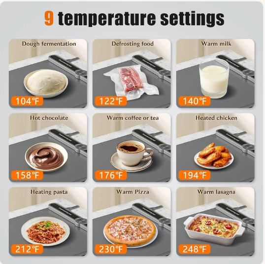 Flexible Food Warming Tray – Roll-Up Silicone Electric Food Warmer Mat with 7 Temperature Levels & Timer