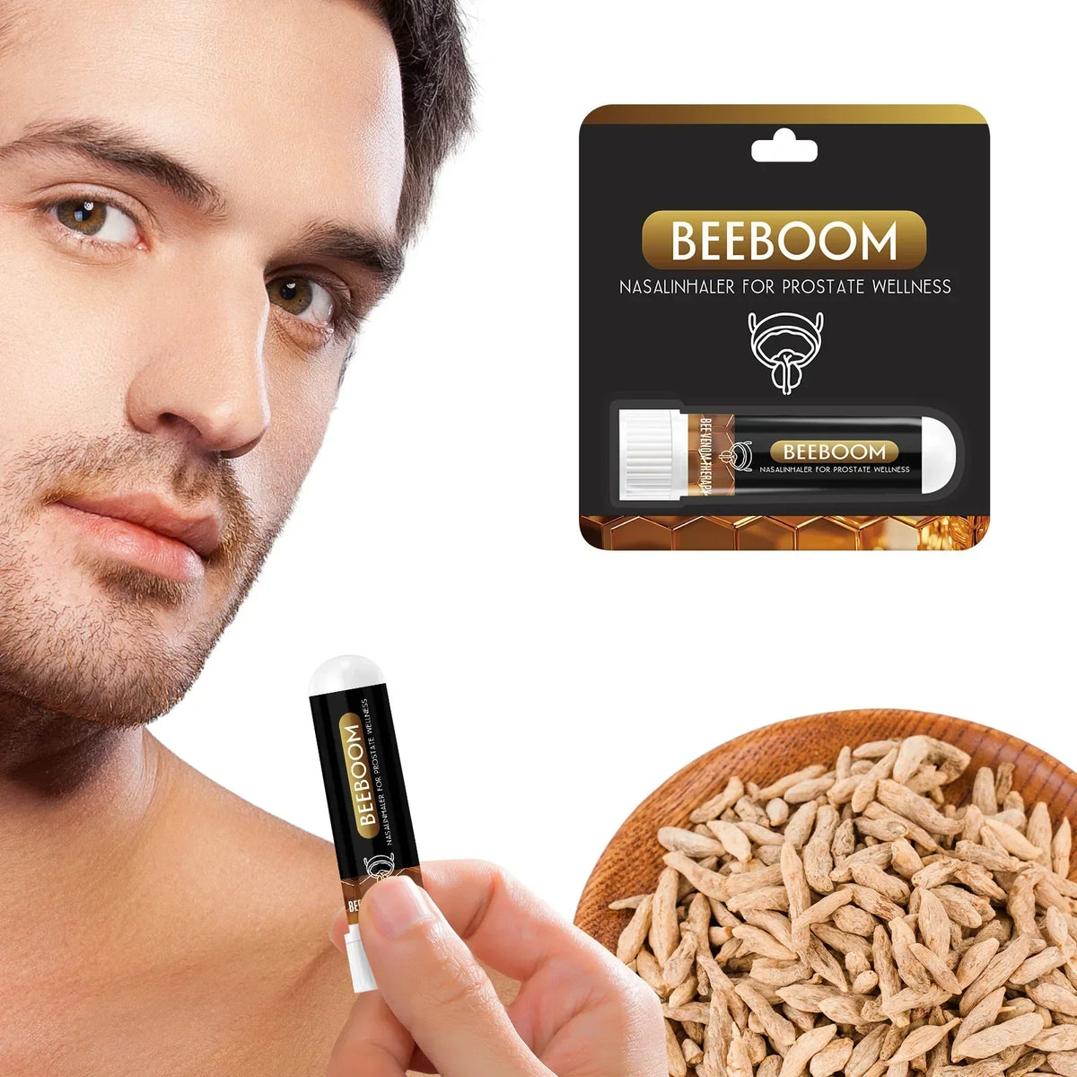 BeeBoom Nasal Inhaler for Prostate Wellness – Natural Bee Venom Prostate Support | Fast Absorbing Nasal Inhaler for Men’s Prostate Health