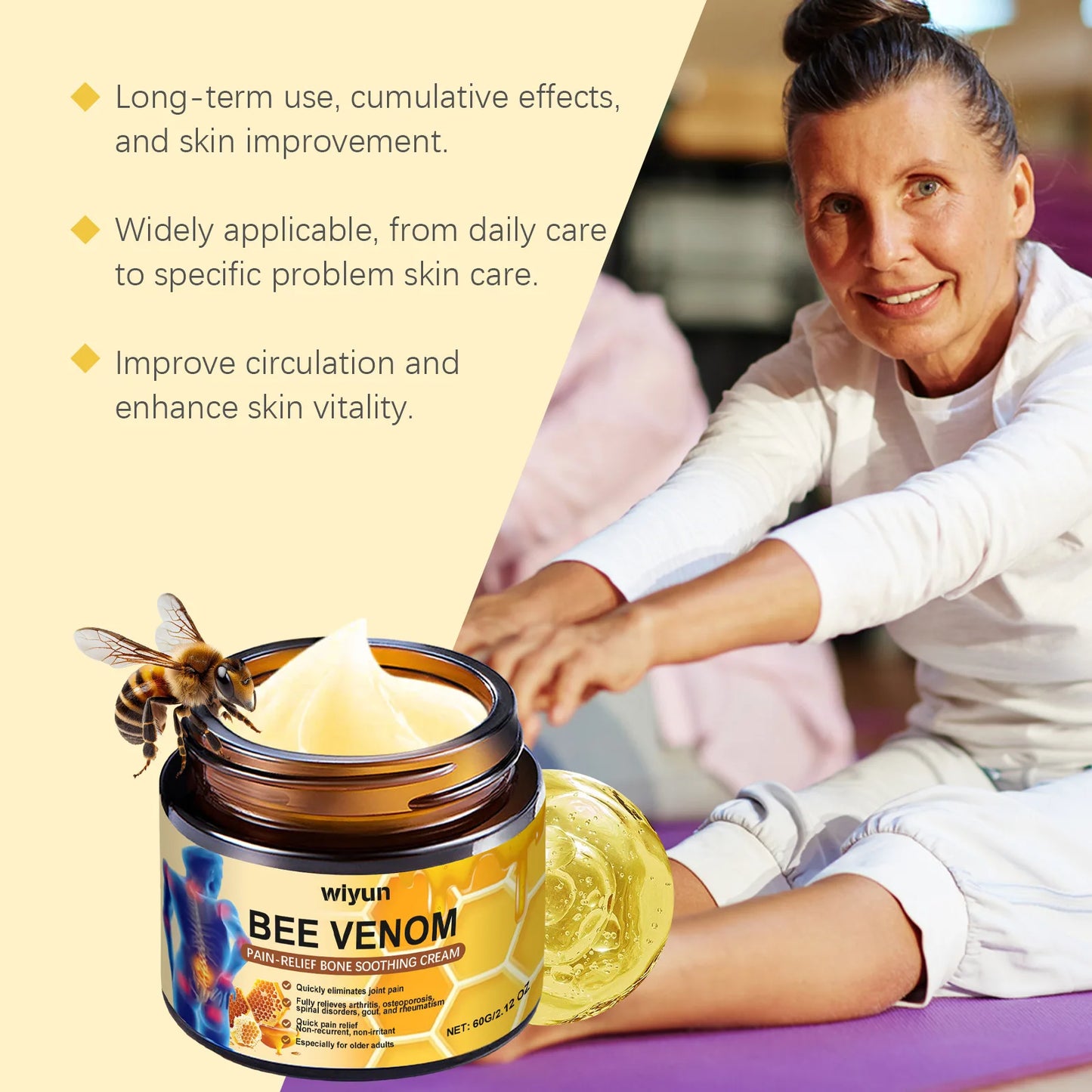 South Moon Bee Venom Pain Relief Soothing Cream 60g | Joint & Muscle Comfort Cream | Fast Absorbing Massage Cream for Daily Use
